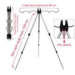 TELESKOPİK KAMIŞ DAYAMA SİYAH (KAMIŞ SEHPASI)(KAMIŞ TRİPODU)