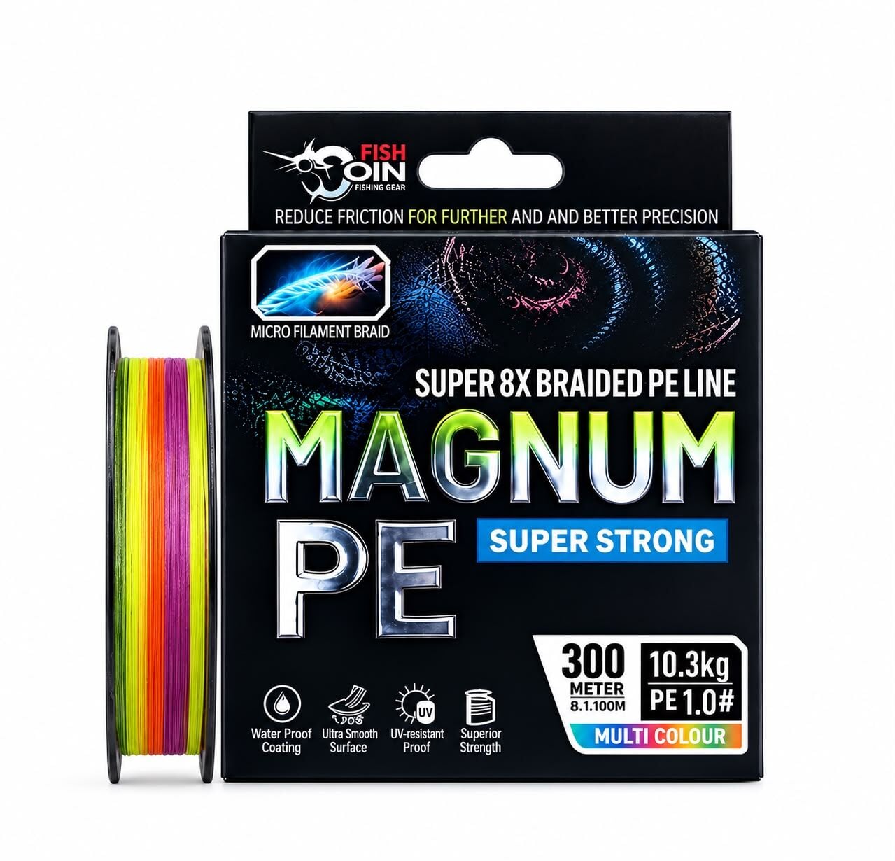 Fishcoin Magnum + 8x 300 Mt Multı Color İp Misina