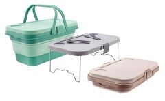 Çok Foksiyonlu Sehpalı Piknik Kamp Sepeti Çift Kişilik Çatal-Kaşık