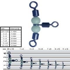 Inox Boncuklu Bilyalı Üçlü Fırdöndü 10lu